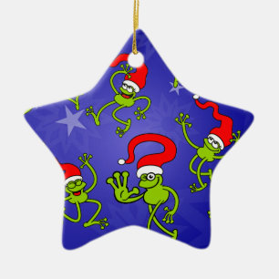 Kerstkikkers springen, dansen en vieren! keramisch ornament