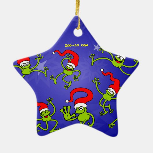 Kerstkikkers springen, dansen en vieren! keramisch ornament (Achterkant)