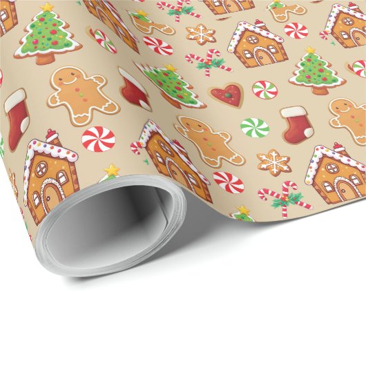 Kerstkind cadeaupapier van gemberkoek (Rol Hoek)