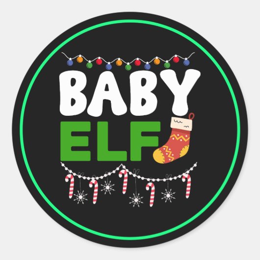 Kerstkind-elf ontwerp-84608 ronde sticker (Voorkant)