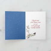 kerstkind en hert in sneeuw feestdagen kaart (Binnen)