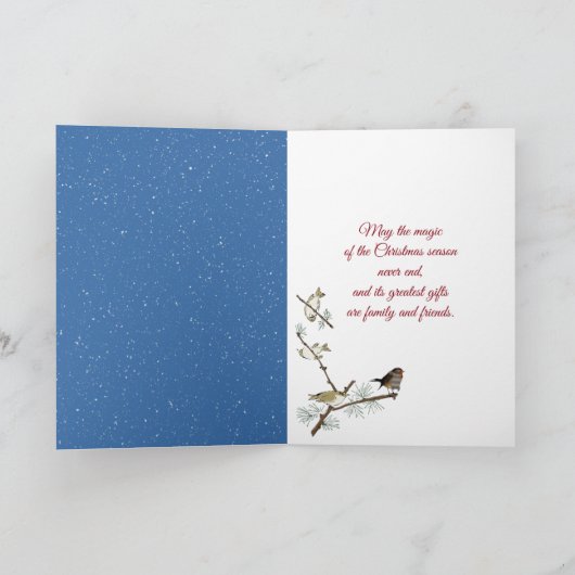  kerstkind en hert in sneeuw feestdagen kaart (Binnen)