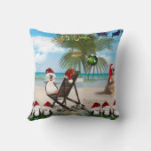 Kerstkind in de zomer op het strand herhalend ontw kussen (Achterkant)