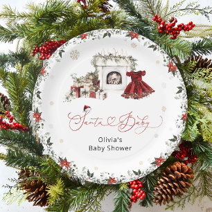 Kerstkind Meisje Baby Shower Papieren Bordje