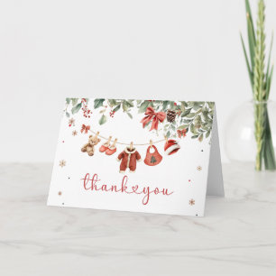 Kerstkind meisje winter Kerstmis baby shower Bedankkaart
