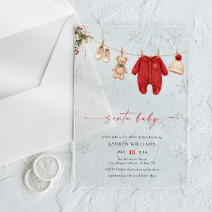 Kerstkind Winter Kerstmis Baby Shower Acryl Uitnodigingen