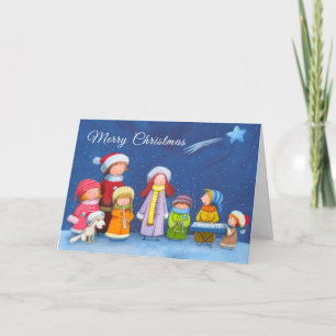 KerstKinderen Choir, 5 x 7 inch gevouwen feestkaar Feestdagen Kaart