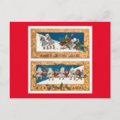 Kerstkinderen en vogels feestdagenkaart (Voorkant)