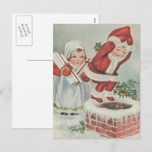 kerstkinderen feestdagenkaart (Voorkant / Achterkant)