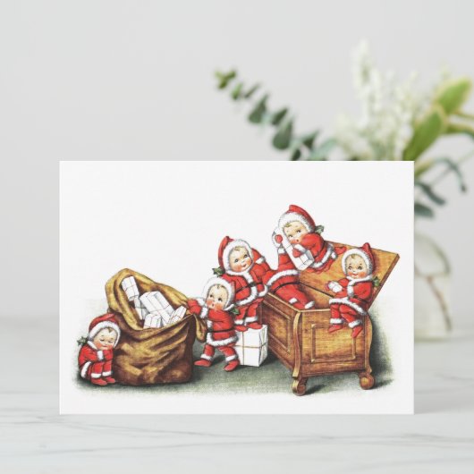 Kerstkinderen Feestdagenkaart (Staand voorkant)