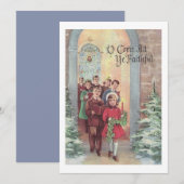  kerstkinderen in de kerk feestdagenkaart (Voorkant / Achterkant)