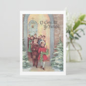  kerstkinderen in de kerk feestdagenkaart (Staand voorkant)