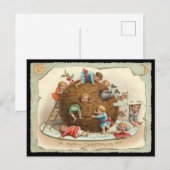 Kerstkinderen in Giant Pudding Feestdagenkaart (Voorkant / Achterkant)