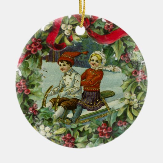 Kerstkinderen  Keramisch Ornament (Voorkant)