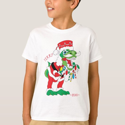 kerstKinderen T-Shirt TySANTAsaurus Rex 2 (Voorkant)