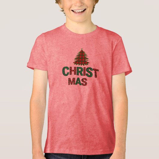 kerstKinderen Tri-Blend Shirt (Voorkant)