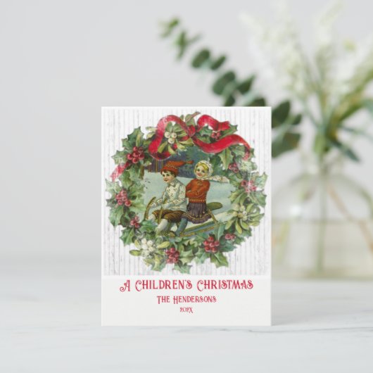 Kerstkinderen  vakantie Kaart (Staand voorkant)