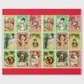 Kerstkinderen Victoriaans kunst Cadeaupapier (Vlak)