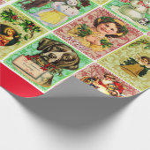 Kerstkinderen Victoriaans kunst Cadeaupapier (Hoek)