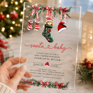 Kerstkindje Baby Shower Acryl Uitnodigingen