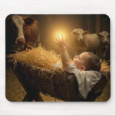 Kerstkindje in een voederbak muismat (Voorkant)