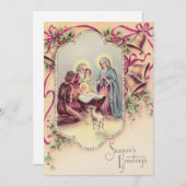 Kerstkindje Jezus uit de oude doos Feestdagenkaart (Voorkant / Achterkant)