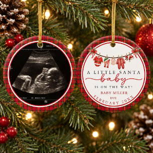 Kerstkindje op komst baby waslijn baby shower keramisch ornament
