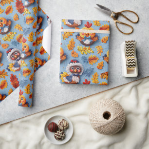 Kerstkindkalkoen en kuikens cadeaupapier
