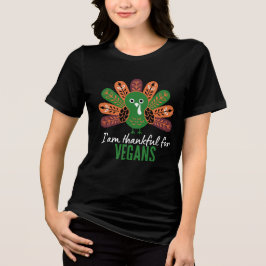 Kerstkip Dankbaar voor Veganisten Tri-Blend Shirt