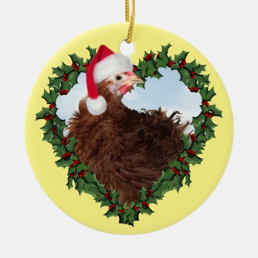 Kerstkip * Frizzle Chicken Ceramic Orname Keramisch Ornament (Voorkant)