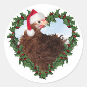 Kerstkip * Frizzle Ronde Sticker (Voorkant)