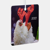 Kerstkip - GeFrizzled Cochin Bantam Pet Metalen Ornament (Voorkant Rechts)