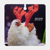 Kerstkip - GeFrizzled Cochin Bantam Pet Metalen Ornament (Achterkant)