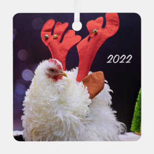 Kerstkip - GeFrizzled Cochin Bantam Pet Metalen Ornament