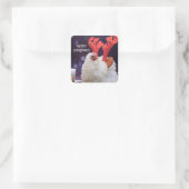 Kerstkip - GeFrizzled Cochin Bantam Pet Vierkante Sticker (Tas)