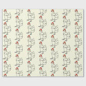 Kerstkip met kerstmuts patroon cadeaupapier (Vlak)