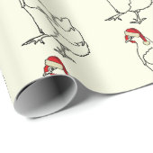 Kerstkip met kerstmuts patroon cadeaupapier (Rol Hoek)