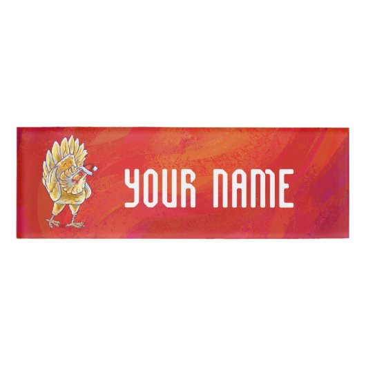 Kerstkip op Rood Naambadge (Voorkant)