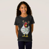 Kerstkip renDER Antlers lampje Pajama F T-shirt (Voorkant volledig)