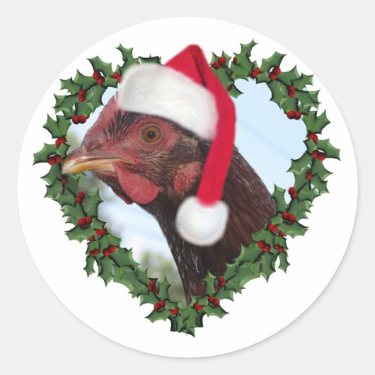 Kerstkip *  Rhode Island Red Ronde Sticker (Voorkant)