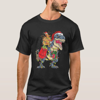 Kerstkip Riding Dinosaur T Rex Tree Light T-shirt