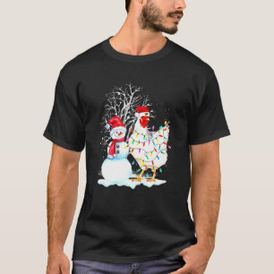 Kerstkip Sneeuwman Hen Verlichting Xmas Kip T-shirt