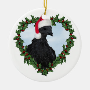 Kerstkip * Svart Hona Keramisch Ornament