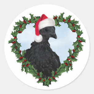 Kerstkip * Svart Hona Ronde Sticker