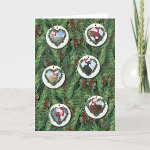 Kerstkip-versieringen aan de boom kaart