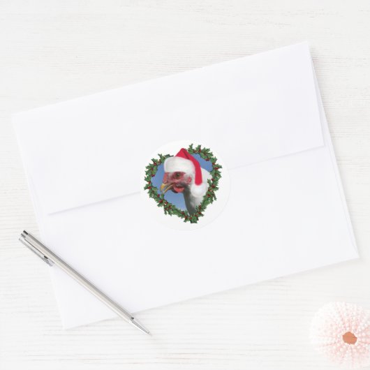Kerstkip * White Plymouth Rock Ronde Sticker (Envelop)