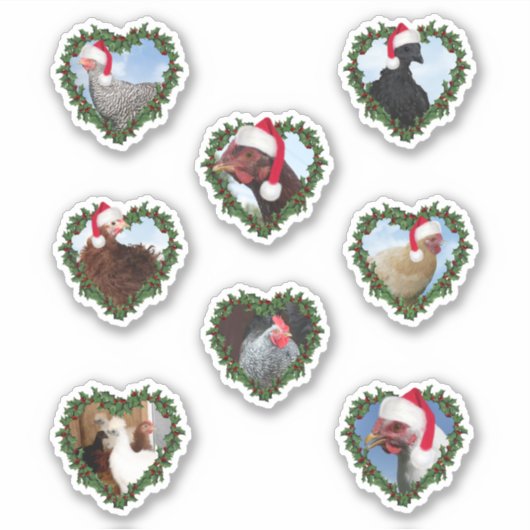Kerstkippen in de Wreaten van het hart Sticker (Voorkant)