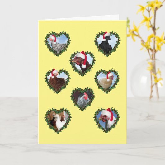 Kerstkippen in Hartkransen Kaart (Gele Bloem)