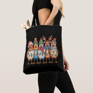Kerstkippen Kerstboerderij Grappig Kerstseizoen Tote Bag