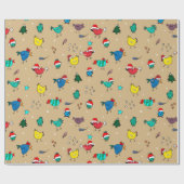 Kerstkippen lichten goud op cadeaupapier (Vlak)